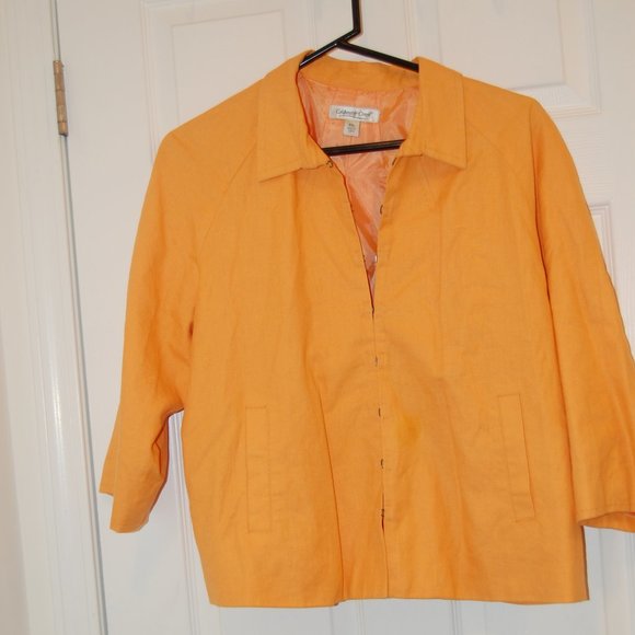 COLDWATER CREEK Light Orange Jacket 3/4 Sleeves Hook Closures SizeXLP - Picture 2 of 11